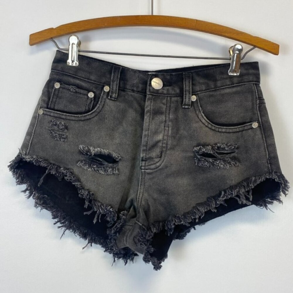 Superdown Black Distressed Jean Shorts